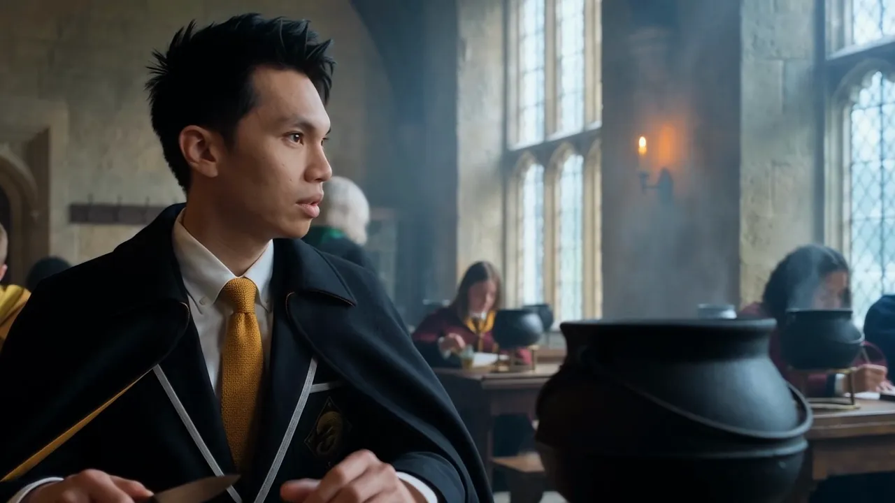 Potterverse: the lead in the potions class, glancing across the room